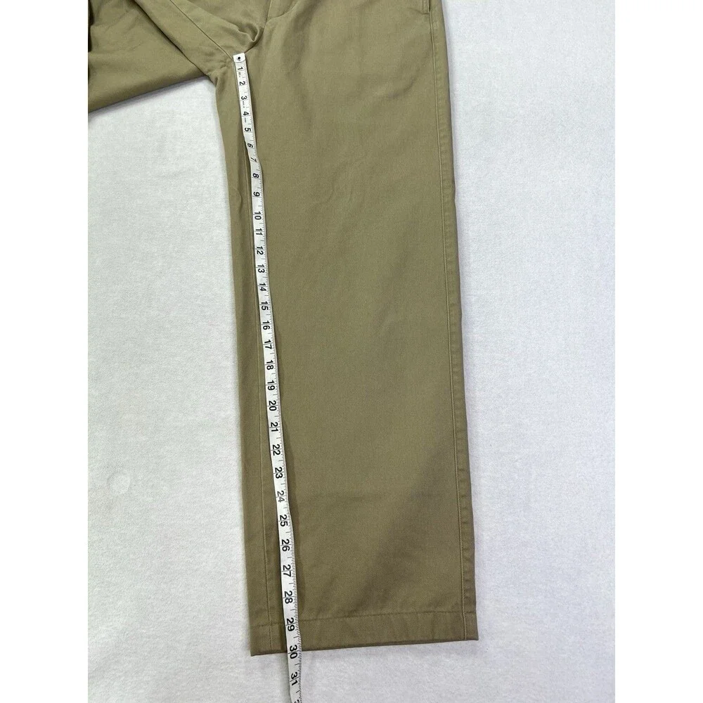 Uniqlo Straight Chino Trousers Relaxed Fit Pants Cotton Mens 32x30 Brown 479424
